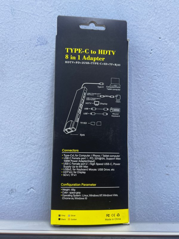 Type-C To HDTV 8 in 1 Adapter back